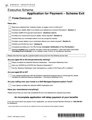Executive Scheme Application for Payment – Scheme Exit