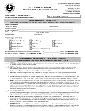 Utah County Property Market Value Appeal Application