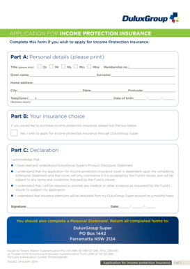Application for Income Protection Insurance