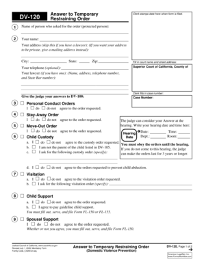 California Restraining Order Answer Form