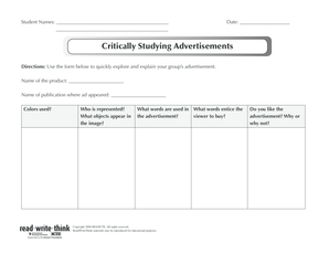 Advertisement Analysis Form