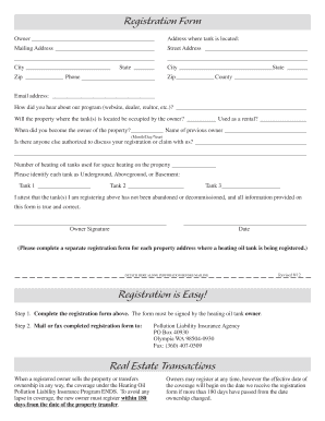 Washington Heating Oil Pollution Liability Insurance Registration Form