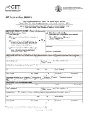 GET Enrollment Form 2013-2014
