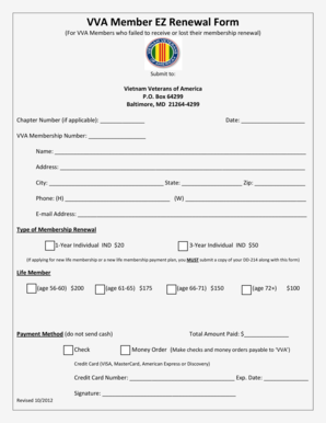 VVA Member EZ Renewal Form