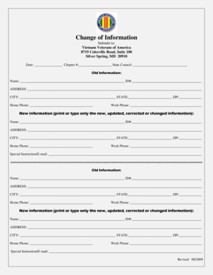 Vietnam Veterans of America Change of Information Form