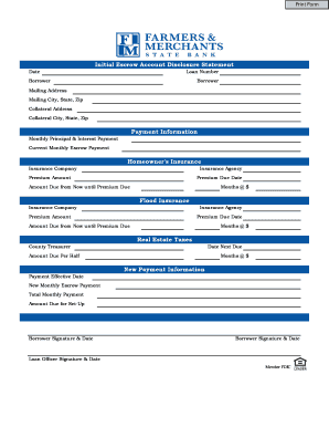 Initial Escrow Account Disclosure Statement
