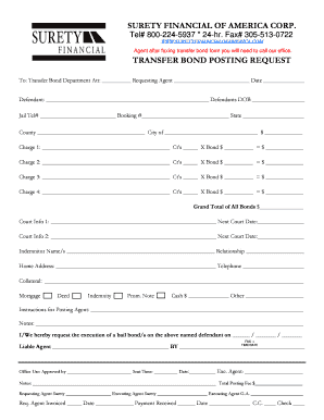 Transfer Bond Request Form - Bail Yes