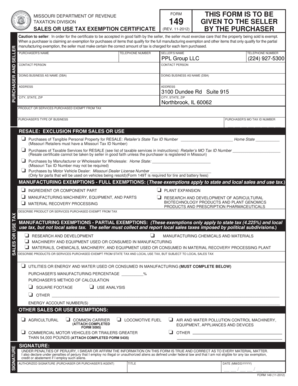 Missouri Sales or Use Tax Exemption Certificate