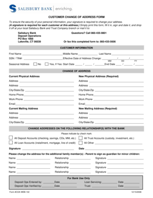 Customer Change of Address Form