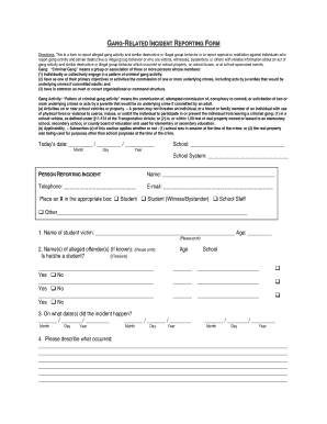 Gang-Related Incident Reporting Form