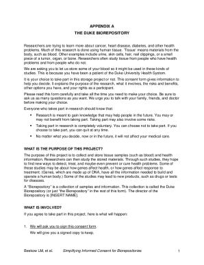 Duke Biorepository Consent Form