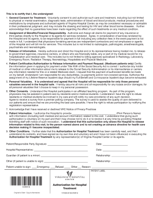 Authorization for Hospital Treatment