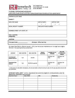 Flexible Spending Account Election Form
