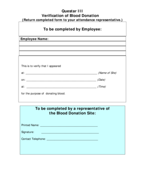 Questar III Blood Donation Verification