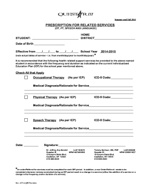 Prescription for Related Services