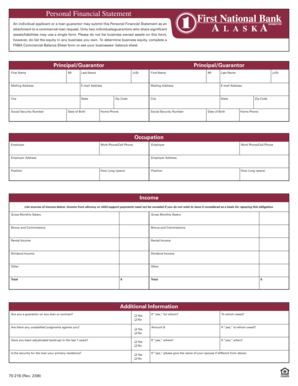 Personal Financial Statement for Loan Application