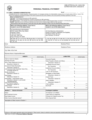 US Small Business Administration Personal Financial Statement