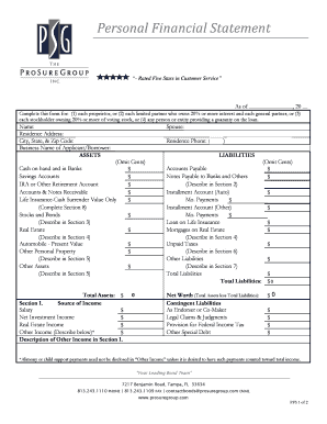 Personal Financial Statement Form