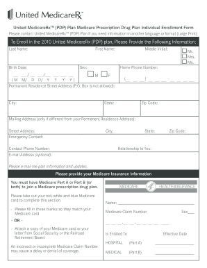 United MedicareRx (PDP) Plan Enrollment Form