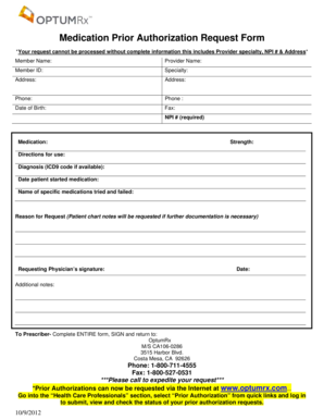 Medication Prior Authorization Request Form