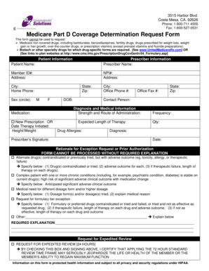 Medicare Part D Coverage Determination Request Form