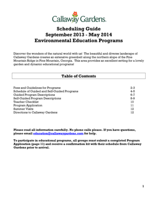 Callaway Gardens Education Program Application