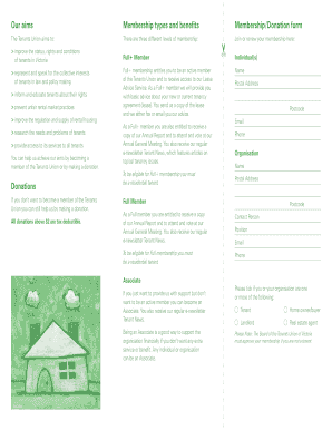 Tenants Union Membership Form