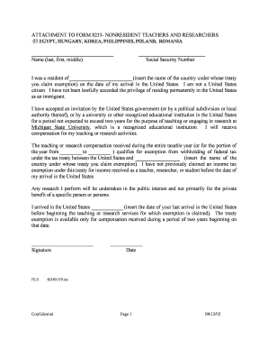 Form 8233 Nonresident Teacher and Researcher Exemption