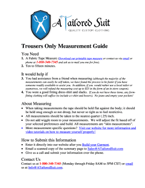 Trousers Only Measurement Guide