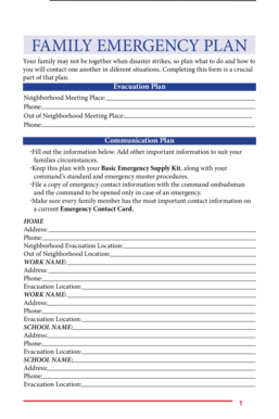 Family Emergency Plan Form