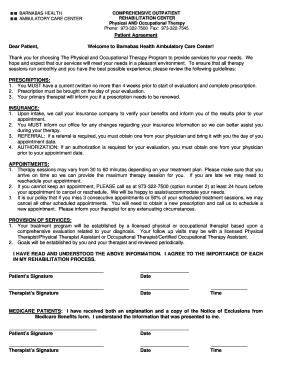 Rehabilitation Center Adult Patient Agreement Form - barnabashealth