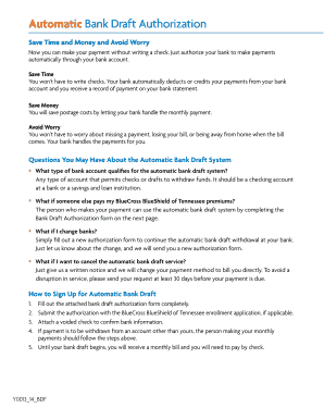 Automatic Bank Draft Authorization Form
