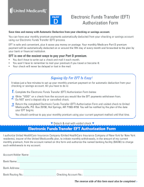 Medicare Part D EFT Authorization Form
