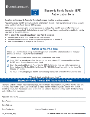 Medicare Part D EFT Authorization Form