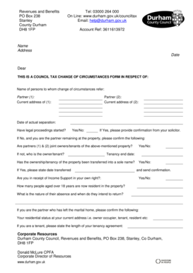 Council Tax Change of Circumstances Form