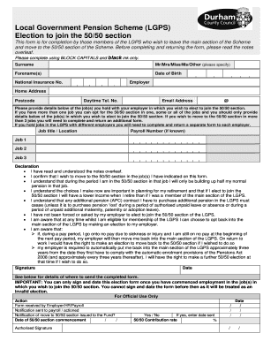 Local Government Pension Scheme 50/50 Section Election Form