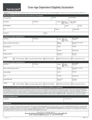 Over-Age Dependent Eligibility Declaration