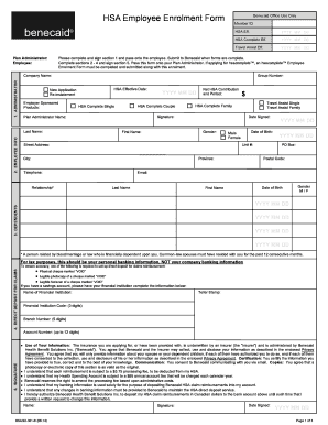 HSA Employee Enrolment Form