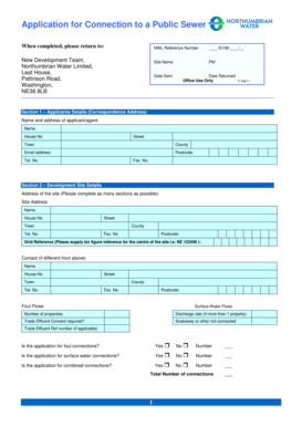 Application for Connection to a Public Sewer