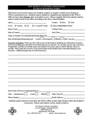 New Mexico Incident Reporting Form