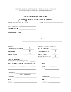 Post-Judgment Request Form