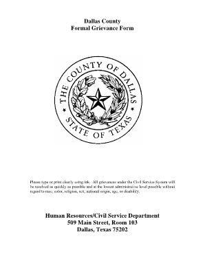 Dallas County Formal Grievance Form