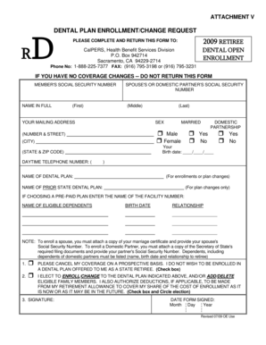 Dental Plan Enrollment/Change Request