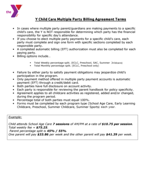 Y Child Care Multiple Party Billing Agreement