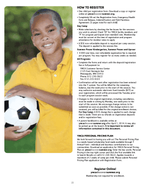 YMCA Day Camp Streefland Registration Form