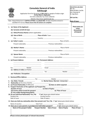 PIO Card Application Form