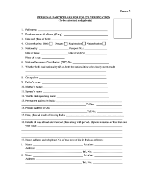Form 3 Police Verification