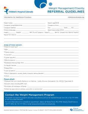 Weight Management/Obesity Referral Guidelines