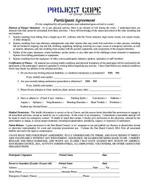 Participant Agreement for Adventure Activities