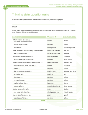 Thinking Style Questionnaire